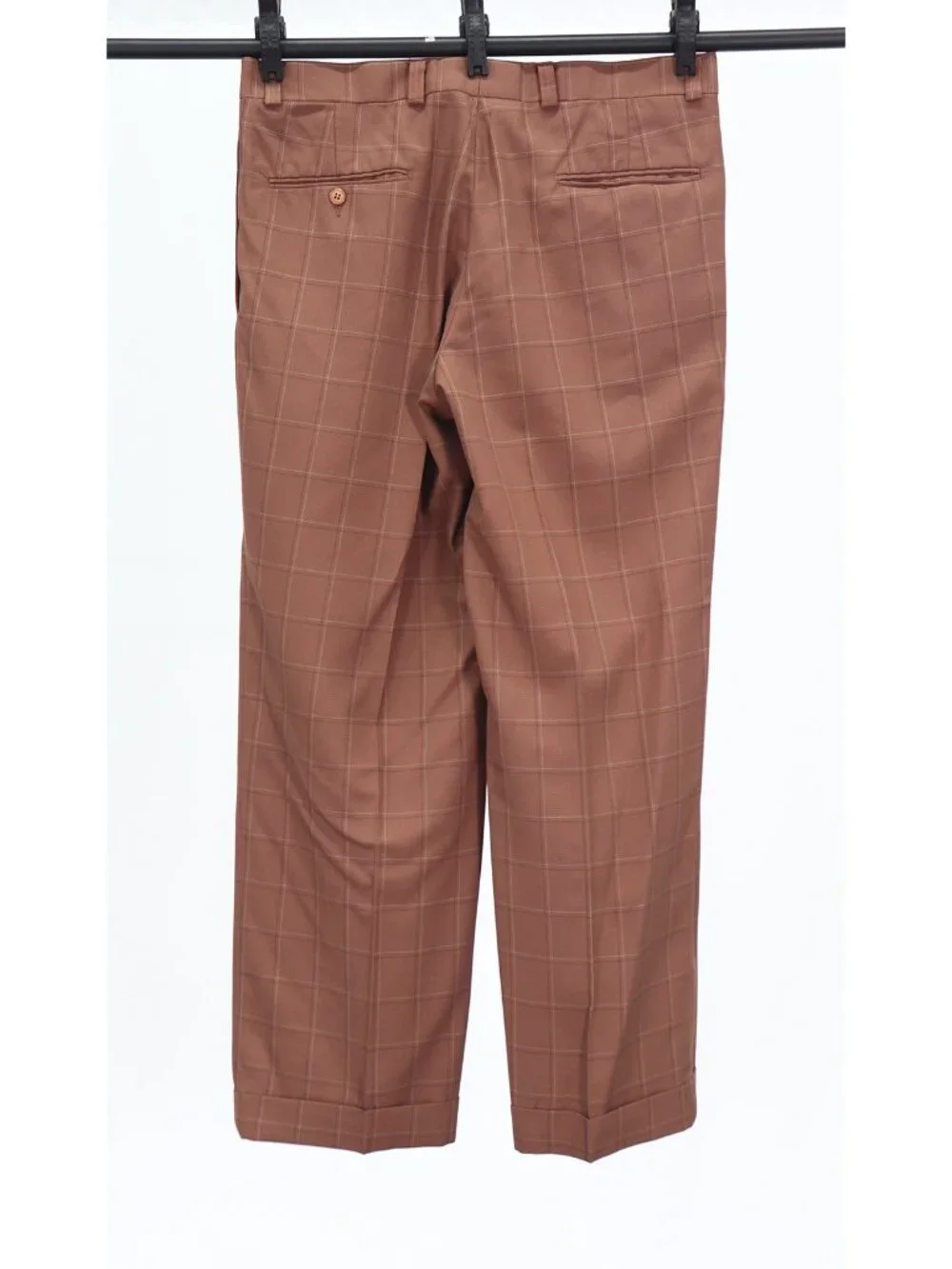 Stacy Adams 42R 35x30 Brown Full Suit 4-Button Check R917